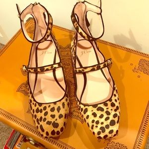 J Crew Poppy Two Strap Ballet Flat in Leopard